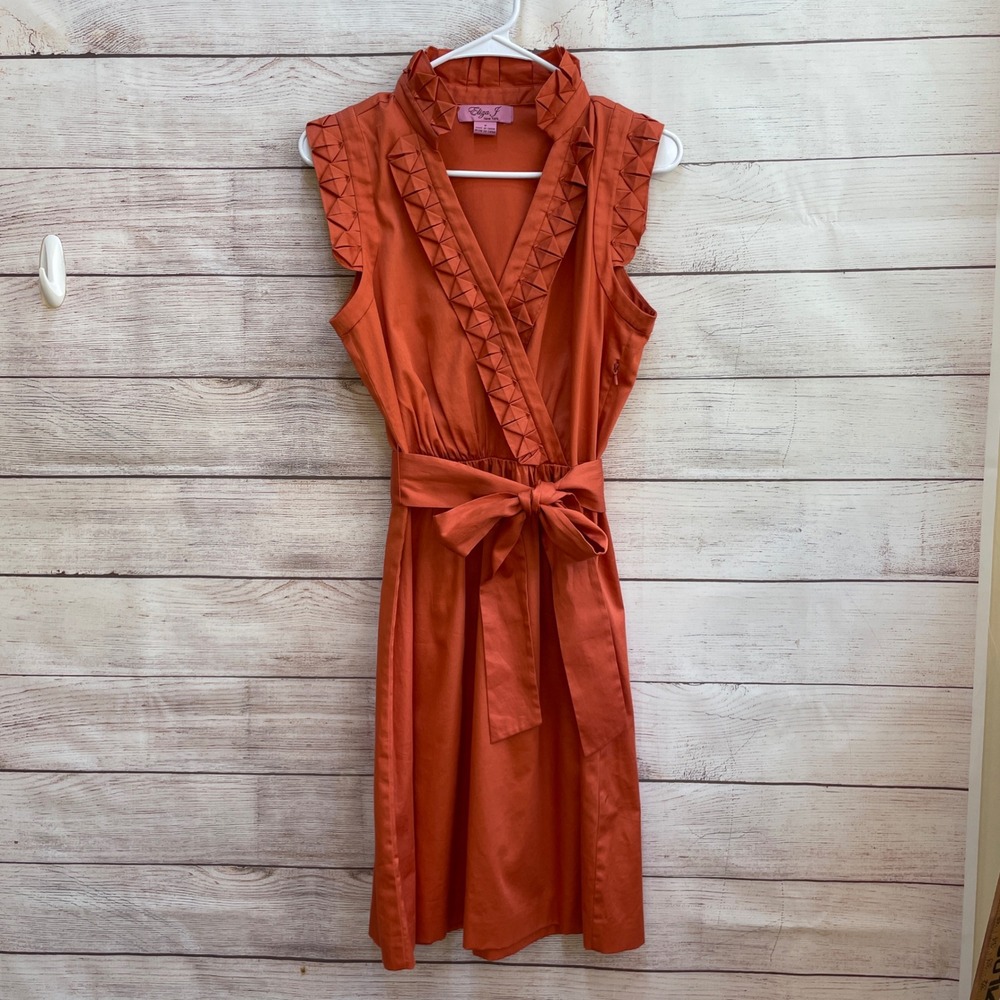 ELIZA J COTTON DRESS IN BURNT ORANGE